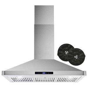 Cosmo 36 in. Ductless Wall Mount Range Hood in Stainless Steel with LED Lighting and Carbon Filter Kit for Recirculating, Stainless Steel with Touch Controls