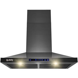 AKDY 30 in. 343 CFM Convertible Wall Mount Black Stainless Steel Kitchen Range Hood with Touch Panel