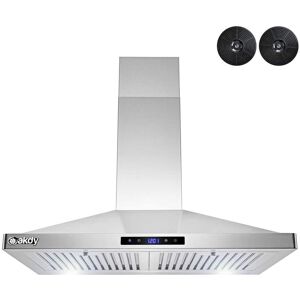 AKDY 30 in. Convertible Kitchen Wall Mount Range Hood in Stainless Steel with LEDs, Touch Control and Carbon Filters