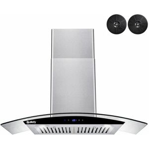 AKDY 30 in. 217 CFM Convertible Wall Mount Range Hood in Stainless Steel w/ Tempered Glass,Black Touch Panel, Carbon Filters