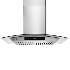Empava 30 in. 400 CFM Ducted Kitchen Glass Wall Mount Range Hood with Light in Stainless Steel, Silver