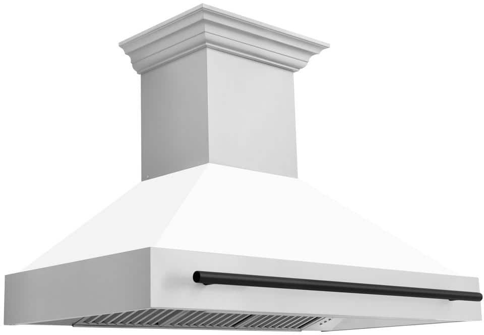 ZLINE Kitchen and Bath Autograph Edition 48 in. 700 CFM Ducted Vent Wall Mount Range Hood in Stainless Steel, White Matte & Matte Black