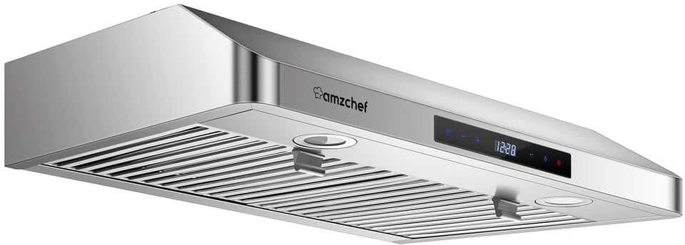 amzchef 30 in. 700CFM Ducted Under Cabinet Range Hood with Touch Display, LED Lights, and Permanent Filters in Stainless Steel