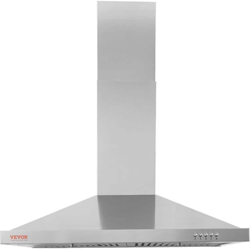 VEVOR 30 in. Wall Mount Range Hood Ductless Kitchen Stove Vent with Push Button, Silver