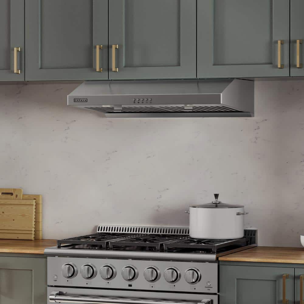 Empava 30 in. 400 CFM Ultra Slim Ducted Kitchen Under Cabinet Range Hood with Light in Stainless Steel