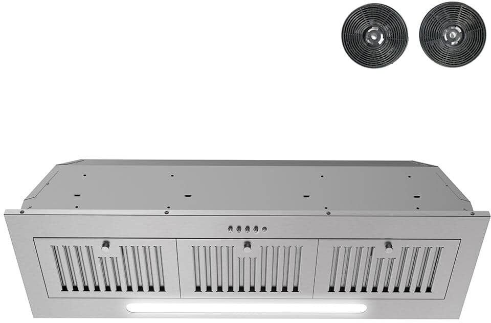 Streamline 36 in. Torricelli Ductless Insert Range Hood in Brushed Stainless Steel, Baffle Filters, Push Button Control, LED Lights