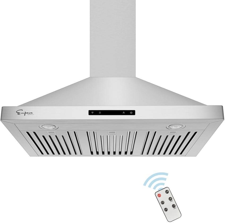 Empava 36 in. 380 CFM Ducted Wall Mount Range Hood with Light Exhaust Kitchen Vent Duct Remote Control in Stainless Steel