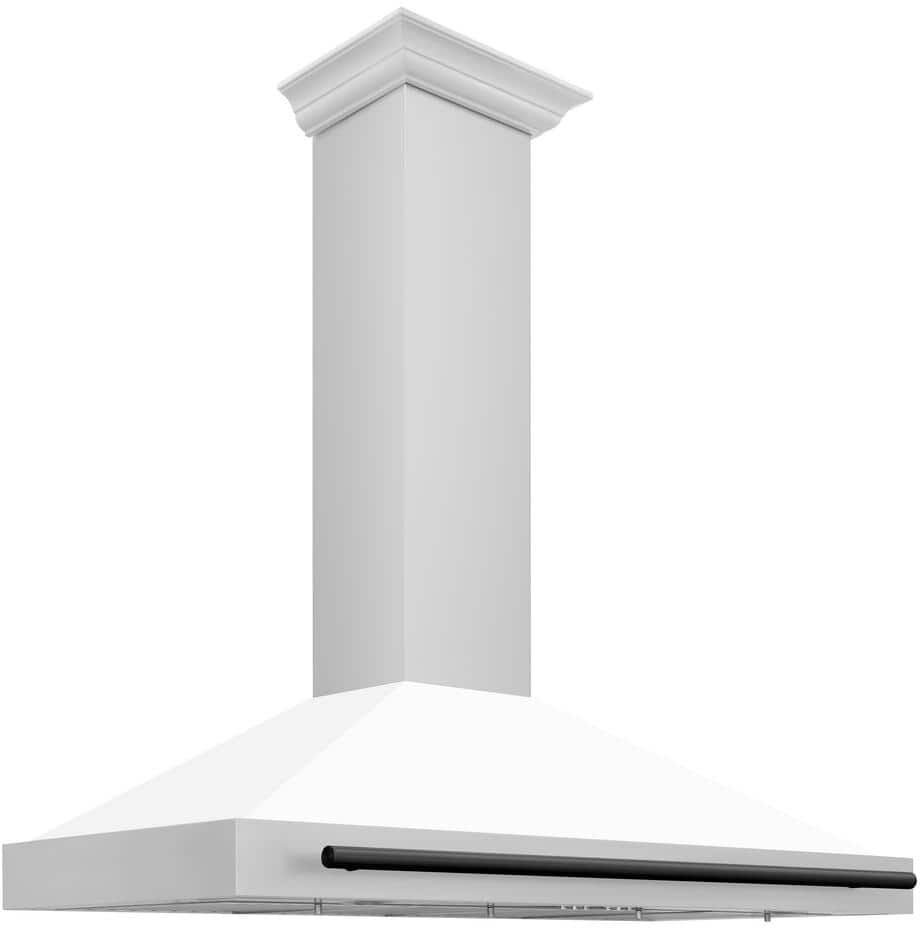 ZLINE Kitchen and Bath Autograph Edition 48 in. 400 CFM Ducted Vent Wall Mount Range Hood in Stainless Steel, White Matte & Matte Black