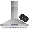 Cosmo 30 in. Ductless Wall Mount Range Hood in Stainless Steel with LED Lighting and Carbon Filter Kit for Recirculating