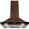 AKDY 30 in. Convertible Island Mount in Embossed Copper Vine Design Kitchen Range Hood with Lights