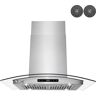 AKDY 30 in. 343 CFM Convertible Island Mount Range Hood with Tempered Glass and Carbon Filters in Stainless Steel