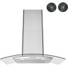 Streamline 30 in. Rosmini Ductless Wall Mount Range Hood in Brushed Stainless Steel, Baffle Filters, Push Button Control, LED Light