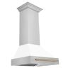 ZLINE Kitchen and Bath Autograph Edition 30 in. 400 CFM Ducted Vent Wall Mount Range Hood in Stainless Steel, White Matte & Champagne Bronze