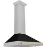 ZLINE Kitchen and Bath Autograph Edition 36 in. 400 CFM Ducted Wall Mount Range Hood with Black Matte Shell and Champagne Bronze Handle