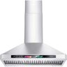 30 in. 900 CFM Range Hood in Sliver Stainless Steel Wall Range Hood with 4 Speed Exhaust Fan and 4 Adjustable Lights