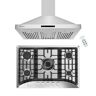 Empava 2-Piece Kitchen Package 30 in. Gas Cooktop in Stainless Steel with 5 of Burners and 30 in. Wall Mount Range Hood