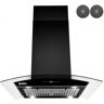 AKDY 36 in. 343 CFM Convertible island Mount Range Hood in Black Painted Stainless Steel with Glass and Carbon Filters