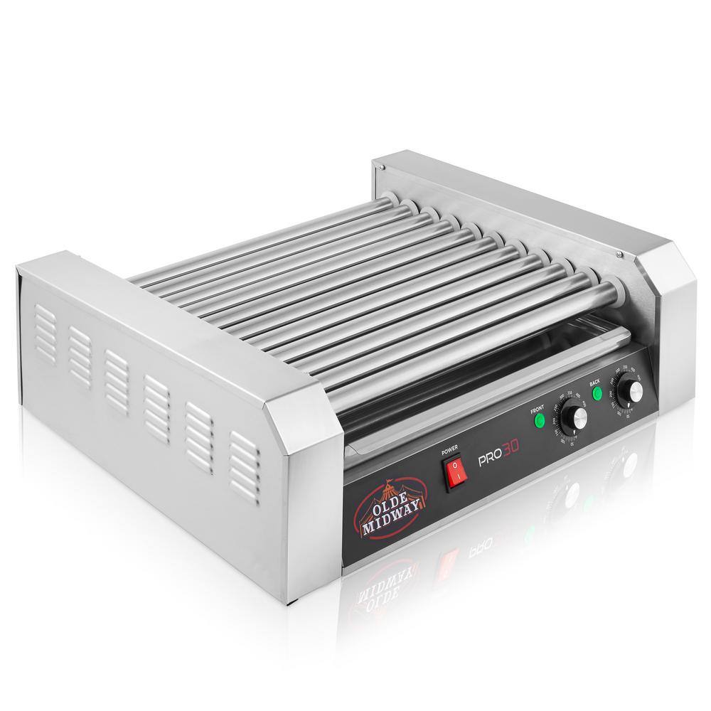 Olde Midway 30-Hot Dog Stainless Steel Electric Hot Dog 5-Roller Indoor Grill Cooker Machine 1400-Watt