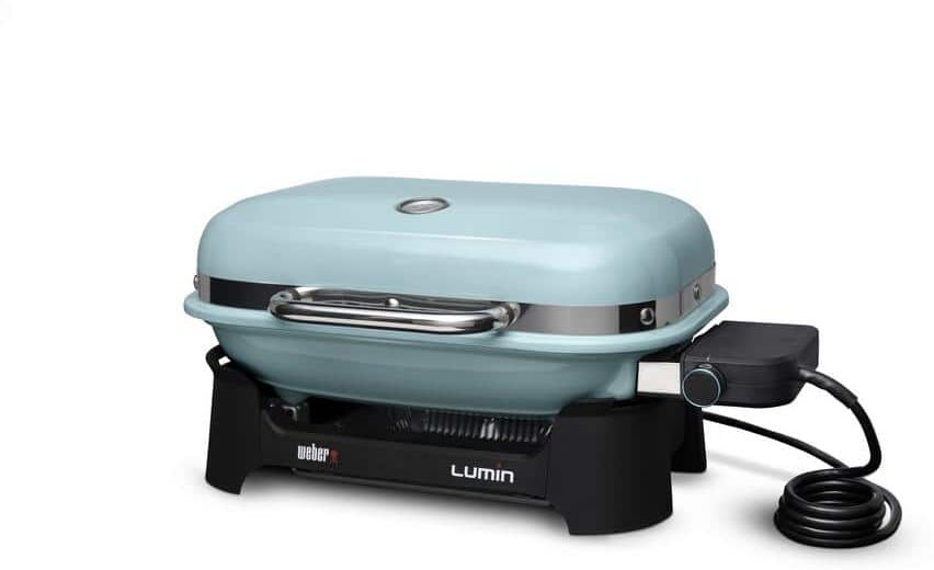 Weber Lumin Compact Electric Grill in Light Blue