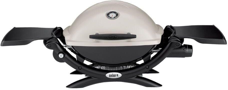 Weber Q 1200 1-Burner Portable Tabletop Propane Gas Grill in Titanium with Built-In Thermometer