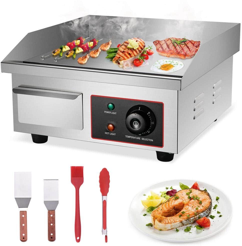 SEEUTEK Lynde 1500W Electric Grill in Silver with Griddle Accessories