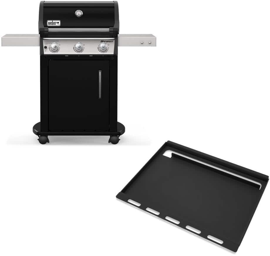 Weber Spirit E-315 3-Burner Liquid Propane Gas Grill in Black with Full Size Griddle Insert