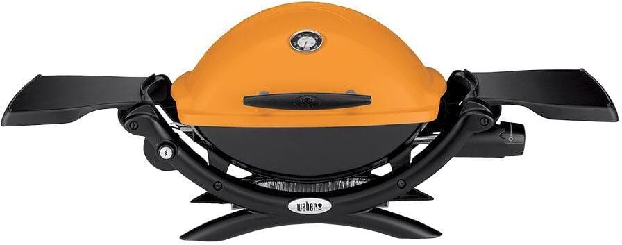 Weber Q 1200 1-Burner Portable Tabletop Propane Gas Grill in Orange with Built-In Thermometer