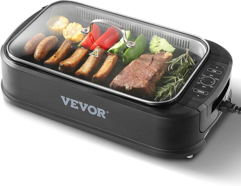 Grill with Precision: Electric Grills for the Ultimate Indoor and Outdoor BBQ: Top 10 Picks & Buyer's Guide 15 VEVOR Smokeless Electric Grills 110 sq. in. Electric BBQ Grill with Non-Stick Surface Dishwasher-Safe Indoor Grill,Black