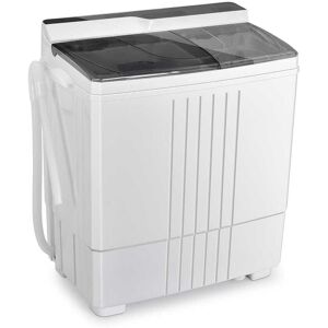 Costway 2.4 cu.ft. Portable Compact Mini Twin Tub Washing Machine Drain Pump Spinner Washer and Dryer Combo in White