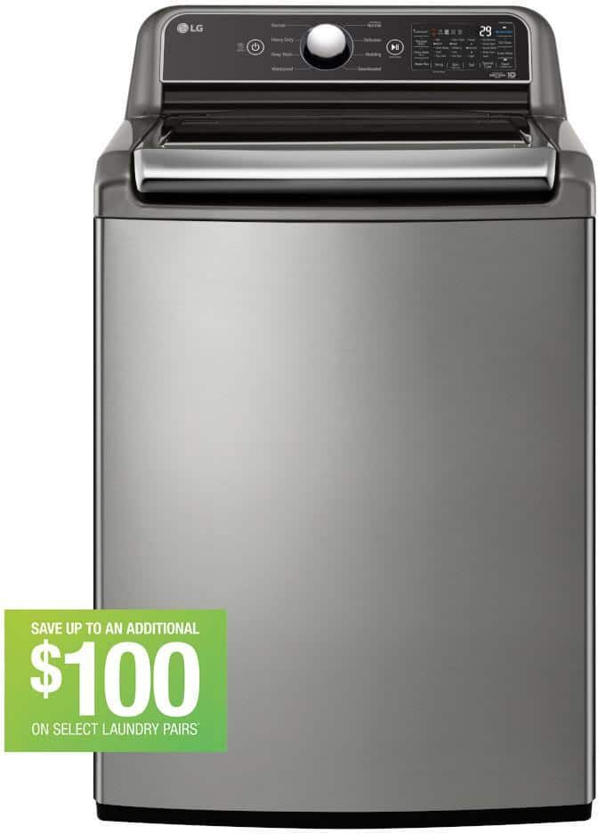 LG 5.5 Cu. Ft. SMART Top Load Washer in Graphite Steel with Impeller, NeveRust Drum and TurboWash3D Technology