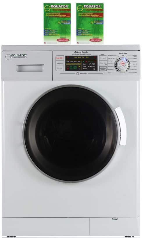 Equator 1.57 cu.ft. 110V All-in-One Washer & Dryer Combo in White with 2 Boxes of HE Detergent