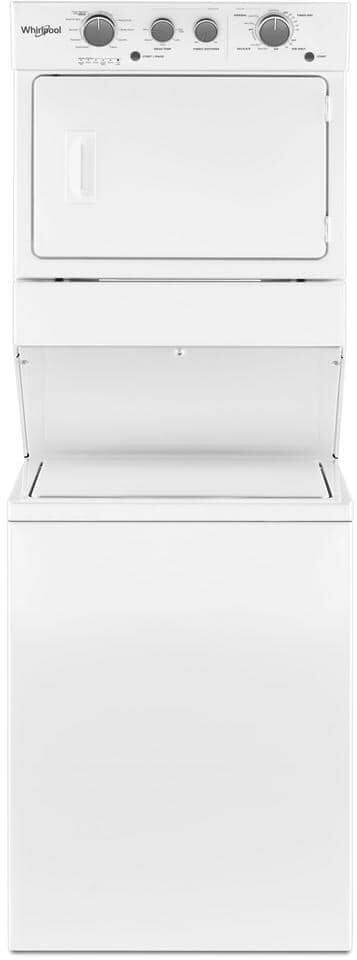 Whirlpool 3.5 cu. ft. Stacked Washer and Gas Dryer with 9-Wash Cycles and Wrinkle Shield in White