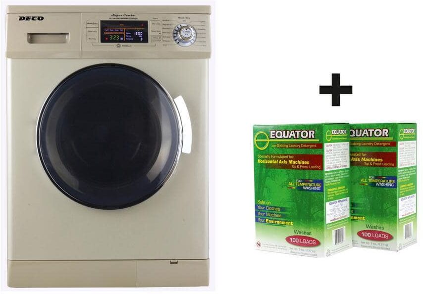 Equator 1.57 cu. ft. 110V All-in-One Washer and Dryer Combo in Gold with 2-Boxes of HE Detergent