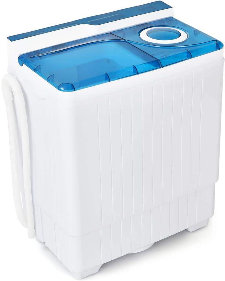 Portable Washing Machine: Top 10 Models & Buyer's Guide 21 Gymax 2.4 cu. ft. Portable Semi-Automatic Top Load Washing Machine 26 lbs. Twin Tub Laundry Washer in Blue