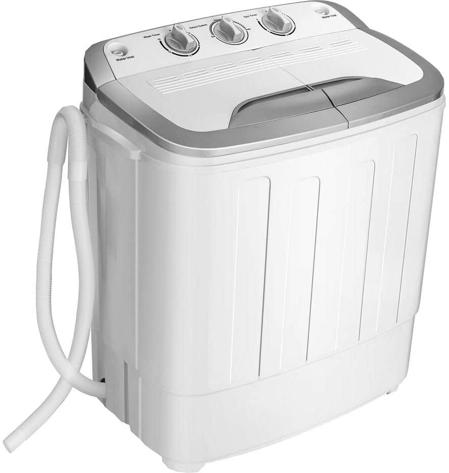 Portable Washing Machine: Top 10 Models & Buyer's Guide 50 Costway 1.5 cu. ft. Portable Semi-Automatic Twin Tub Washer and Dryer Combo in Grey Machine with Built-In Drain Pump