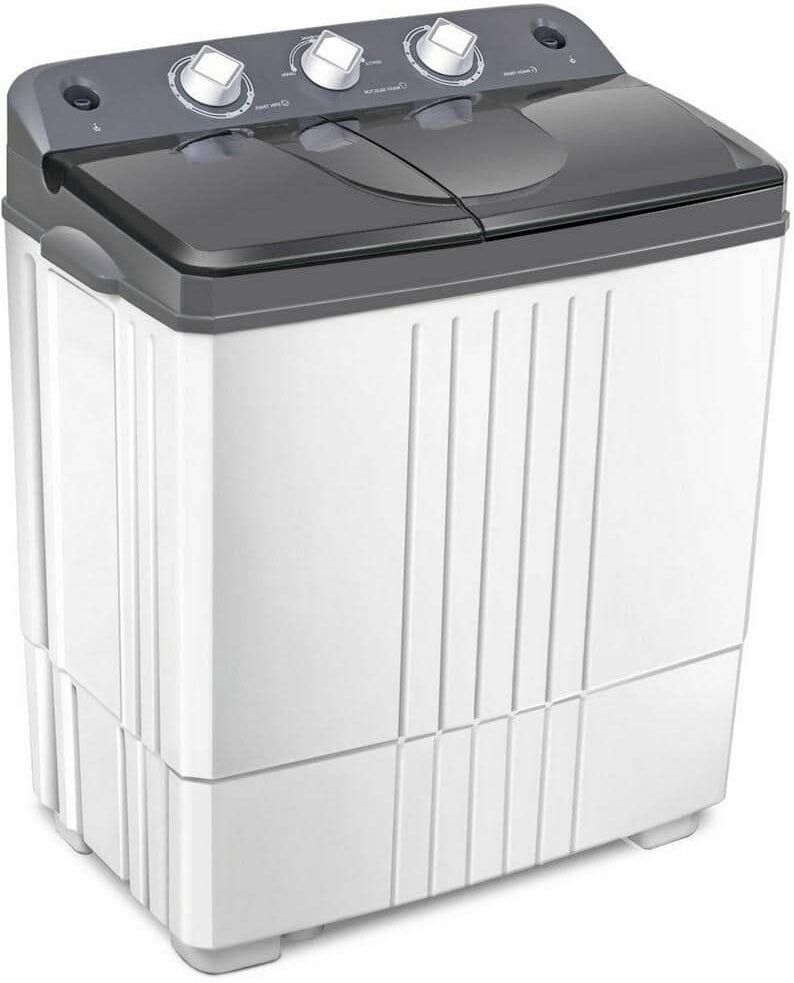 Portable Washing Machine: Top 10 Models & Buyer's Guide 17 Gymax 2.4 cu. ft. Portable Top Load Washing Machine Compact Twin Tub 20 lbs. Capacity Washer Spinner in Grey
