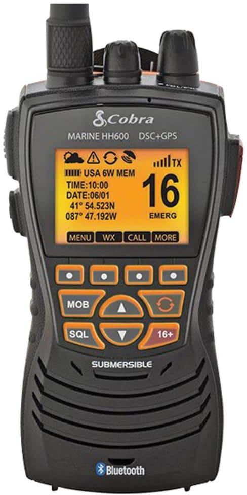 Cobra DSC Floating Black VHF Marine Radio with Built-in GPS and Bluetooth