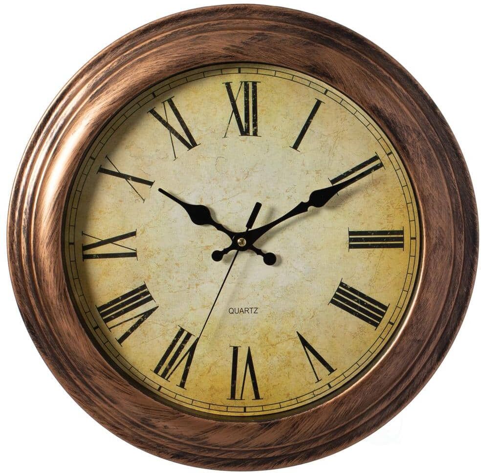 CLOCKWISE Retro Decor Bronze Rustic Wall Clock For Living Room, Kitchen, Dining Room, Plastic