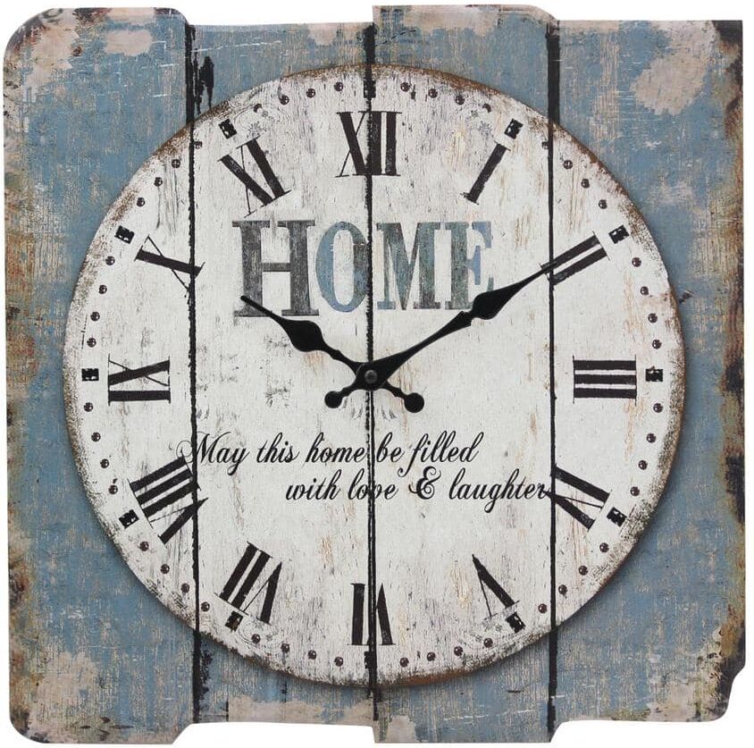 Stonebriar Collection Worn Blue Roman Numeral Wall Clock