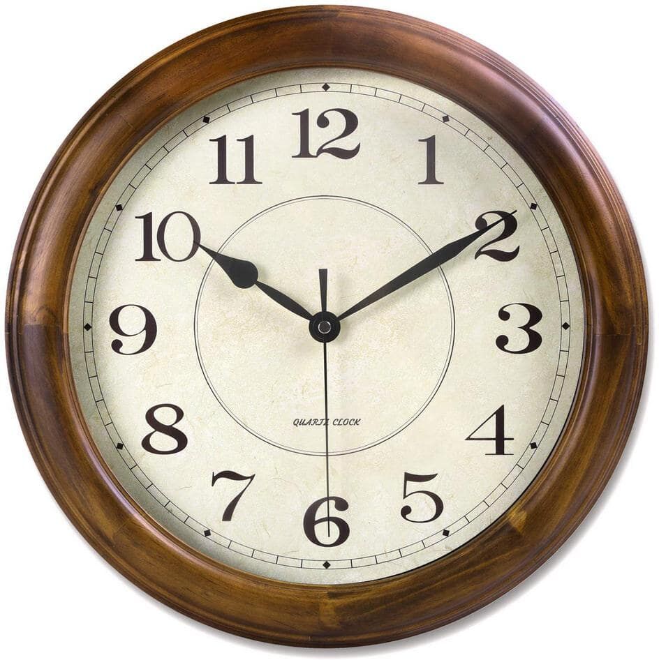 Wall Clock Wood 14 Inch Silent Wall Clock Large Decorative Battery Operated Non Ticking Analog Retro Clock