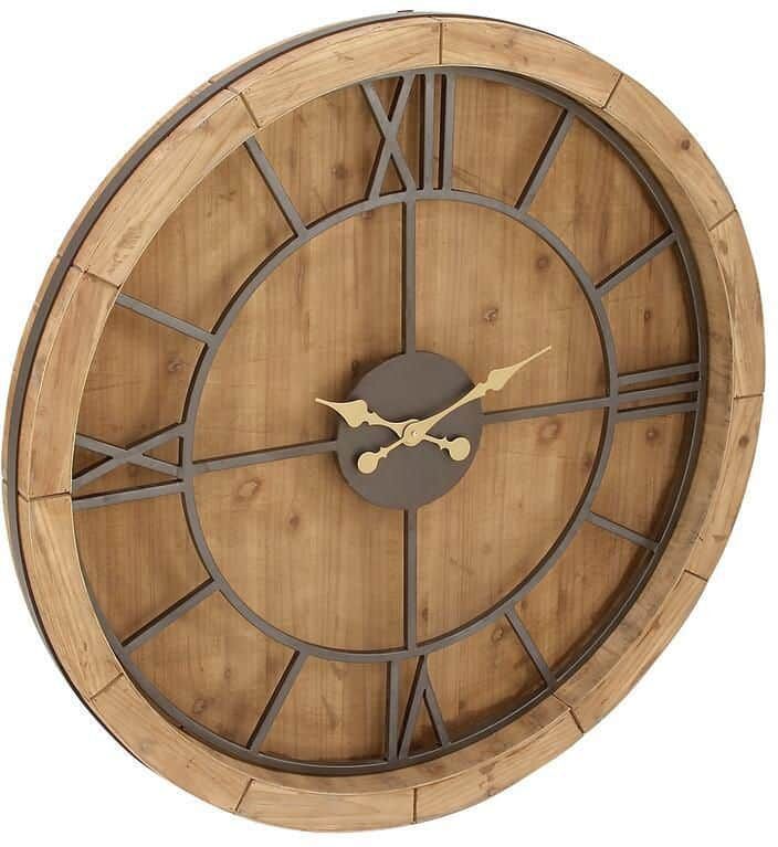 Litton Lane Brown Wood Analog Wall Clock