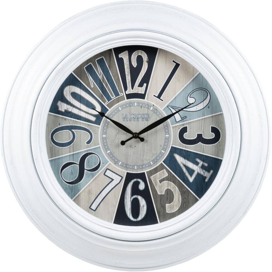 La Crosse Clock 22 In. Lakeside White Quartz Analog Wall Clock