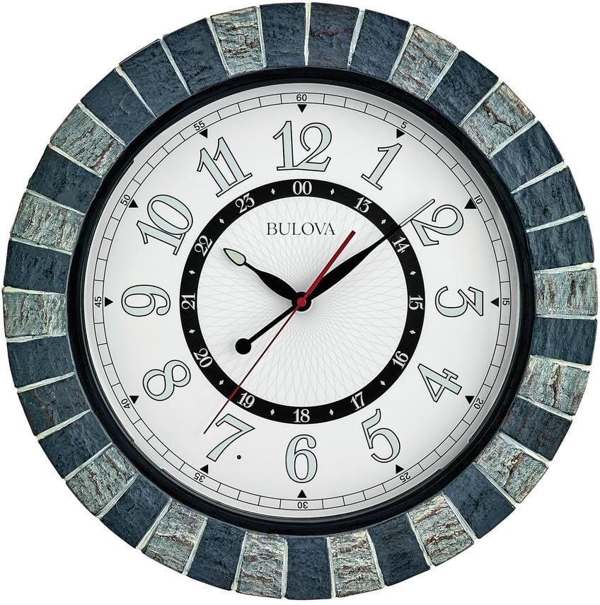 Bulova The Garden Party 18 in. wall clock with multi-colored resin frame, indoor outdoor use