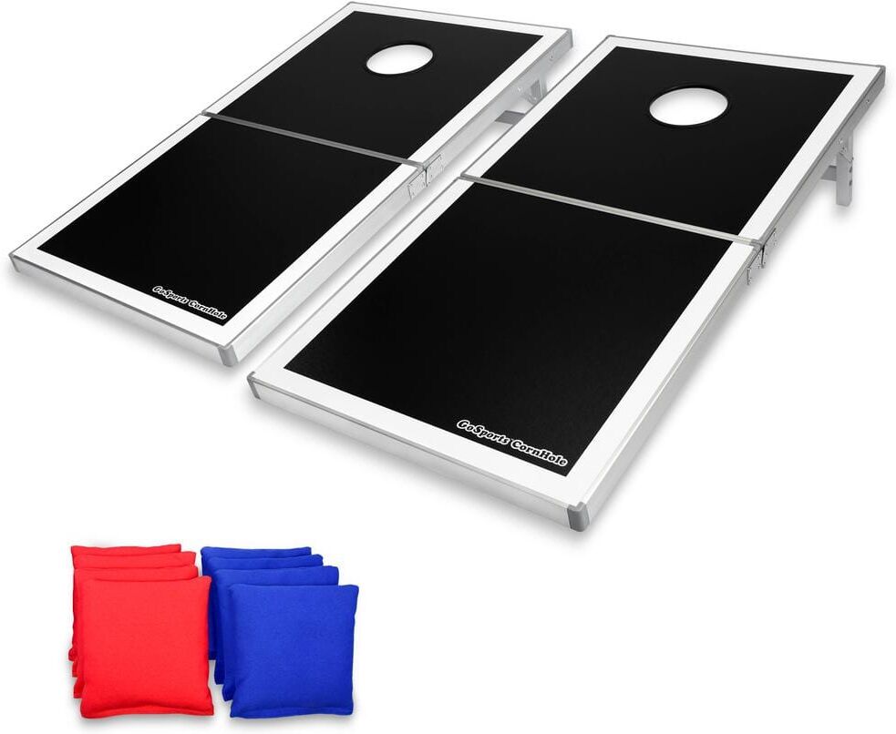 GoFloats 4 ft. x 2 ft. Black Edition Cornhole PRO Regulation Size Bean Bag Toss Game Set