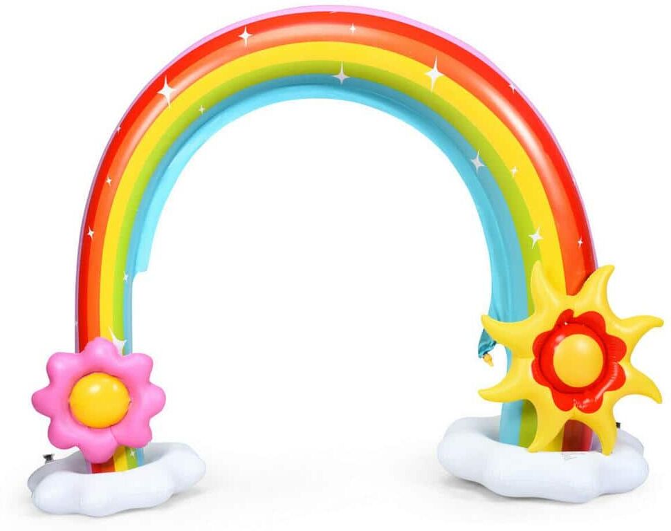 Gymax 96 in. x 65.5 in. PVC Red Inflatable Rainbow Sprinkler Outdoor Water Toy Summer Game Garden Yard