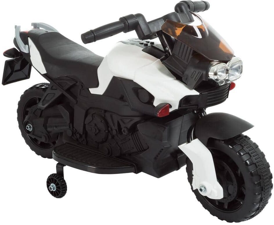 Lil Rider 6-Volt Kids Motorcycle Electric Ride-On Toy Motorbike with Training Wheels - White