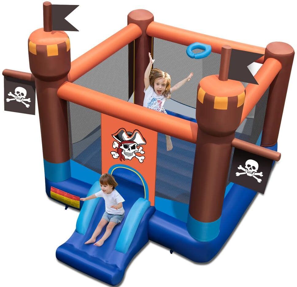 Costway Pirate Themed Inflatable Bounce House Castle with Large Jumping Area Blower Excluded