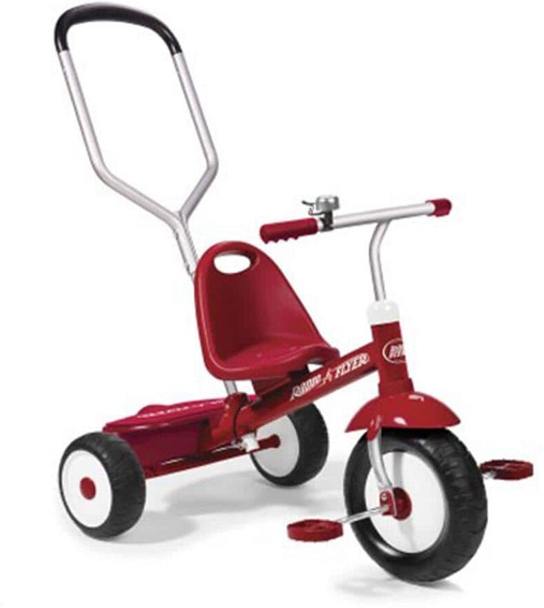 RADIO FLYER Deluxe Steer and Stroll Kids Outdoor Recreation Bike Tricycle in Red