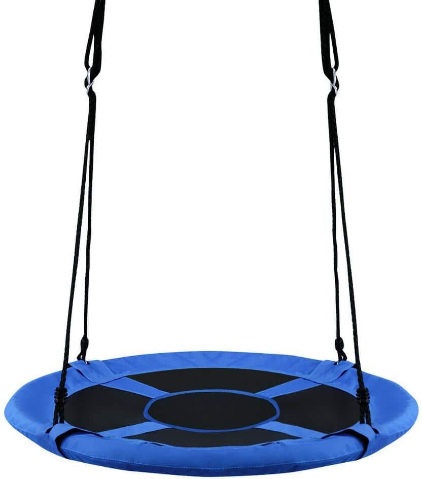 Costway 40 in. Blue Flying Saucer Tree Web Swing Indoor Outdoor Play Set Kids Christmas Gift