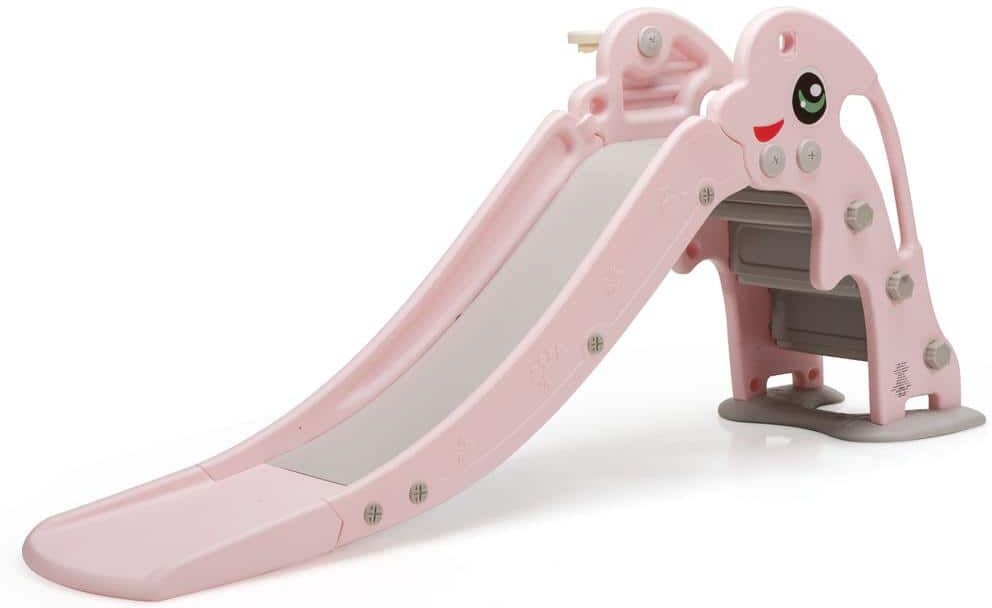 Costway 6 ft. Pink 3-In-1 Climber Slide Play Set